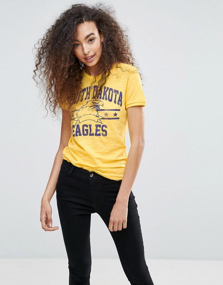 Brave Soul South Dakota Eagles T Shirt - Yellow