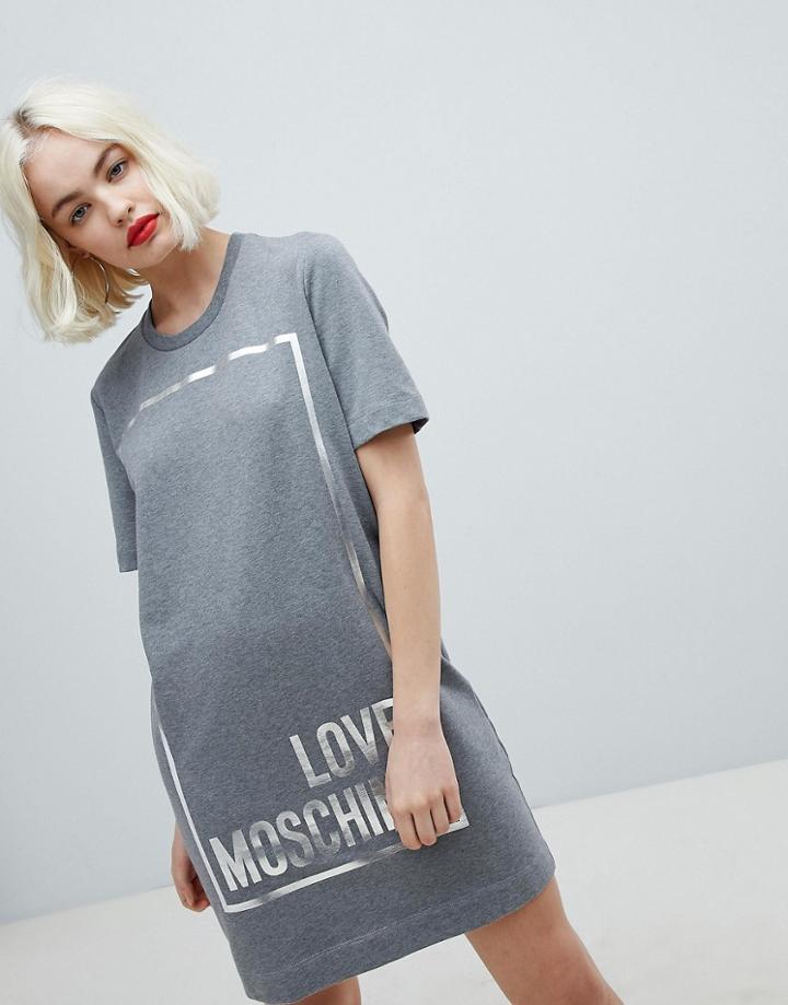 Love Moschino Square Logo T-shirt Dress - Gray