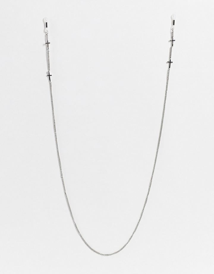 Asos Design Sunglasses Chain With Crosses Detail In Silver Tone