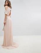 Tfnc High Neck Maxi Bridesmaid Dress With Fishtail - Pink