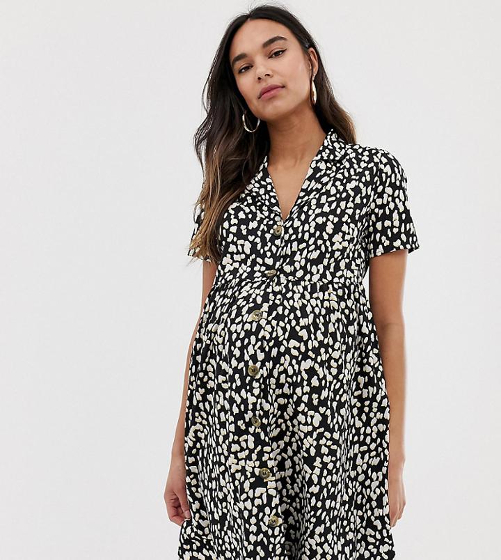 New Look Maternity Smock Dress In Animal Print-black