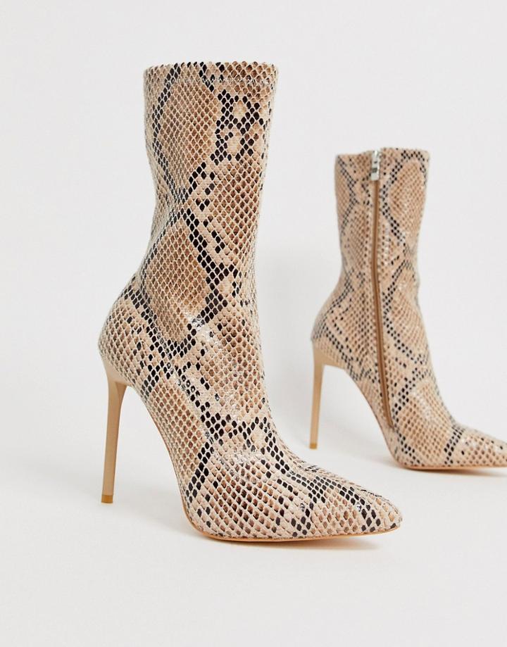 Simmi London Tiana Snake Effect Stiletto Boots