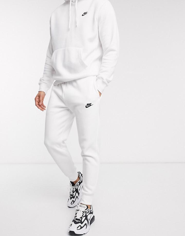 Nike Club Fleece Cuffed Sweatpants In White