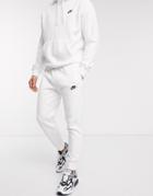 Nike Club Fleece Cuffed Sweatpants In White
