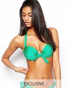 Pour Moi Exclusive To Asos Azure Padded Underwired Bikini Top A-g - Green