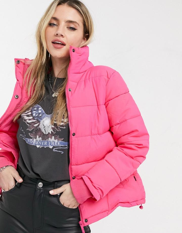 Cotton: On Mid Length Puffer Jacket In Pink