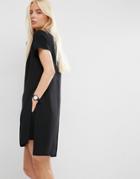 Asos Minimal Romper With Plunge Neck And Short Sleeve - Black