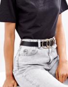 Asos Design Vegan Double Circle Waist And Hip Belt In Water Based Pu - Black