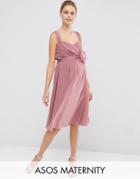 Asos Maternity Wedding Chiffon Bandeau Midi Dress - Pink