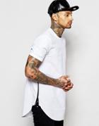 Asos Woven T-shirt In White With Side Zip Detail - White