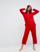 Asos Hooded Fleece Onesie - Red