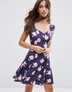 Asos Fit & Flare Tea Dress In Floral Print - Multi