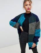 Noisy May Faux Fur Patchwork Coat - Multi
