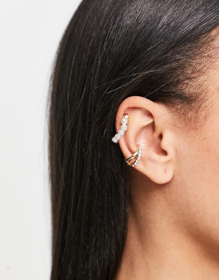 Svnx Ear Cuff In Gold With Pearl Details