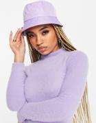 Asos Design Nylon Look Bucket Hat In Lilac-purple
