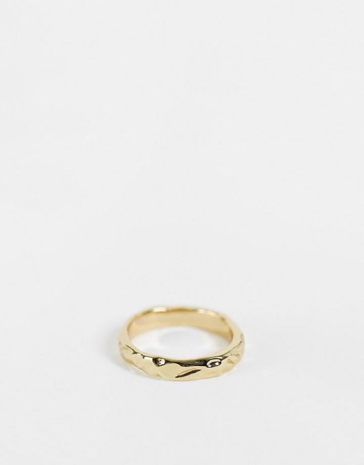 & Other Stories Hammered Detail Ring In Gold