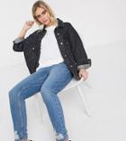 Topshop Maternity Mom Ripped Hem Overbump Jeans In Mid Wash-blues