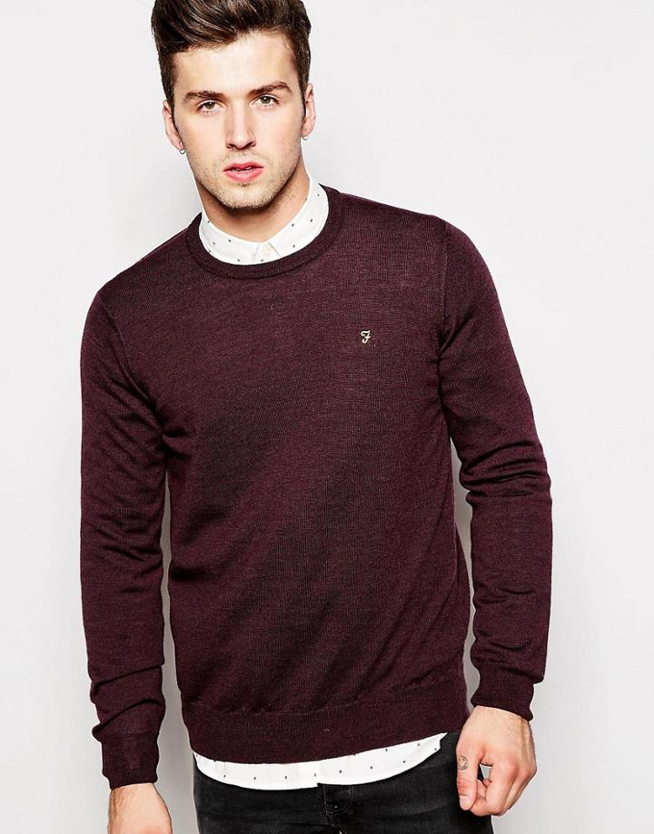Farah Sweater In Merino Wool Crew Neck - Red