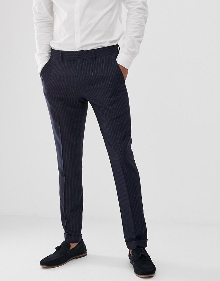 Farah Henderson Skinny Fit Pinstripe Pants In Navy - Navy
