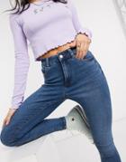 New Look Supersoft Skinny Jeans In Mid Blue-blues