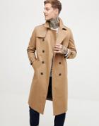 Asos Design Shower Resistant Longline Trench Coat With Belt In Black - Brown