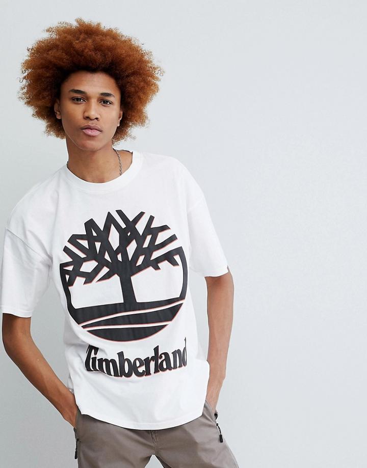 Timberland 90's Large Logo Oversized Fit T-shirt In White - White