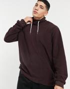 Soul Star Mix And Match Funnel Fleece Sweatshirt In Plum-red