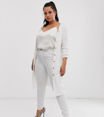 Micha Lounge Curve Longline Drape Cardigan-white
