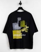 Asos Unrvlld Spply Oversized T-shirt With Abstract Back Print-black