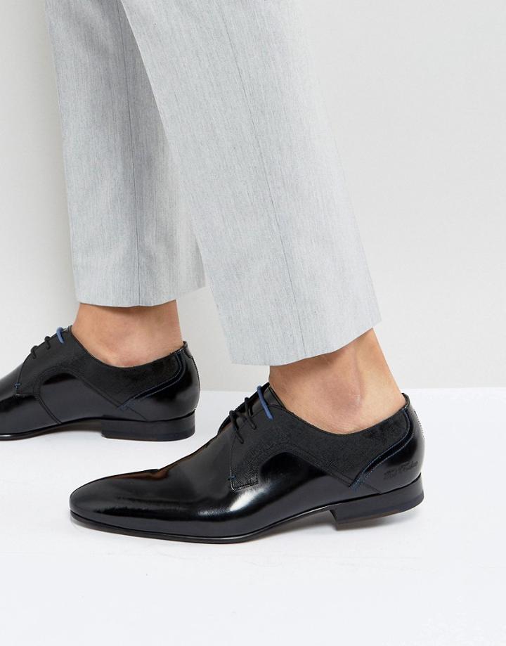 Ted Baker Pelton Hi Shine Derby Shoes In Black - Black