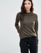 B.young Melea High Neck Sweater In Green - Green