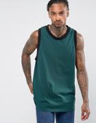 Asos Oversized Tank With Contrast Rib In Green - Green