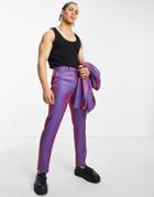 Asos Design Slim Suit Pants In Iridescent Purple-multi