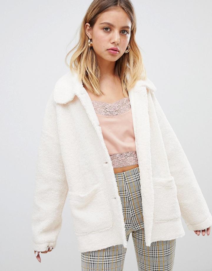 Wild Honey Oversized Fleece Coat - Cream