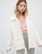 Wild Honey Oversized Fleece Coat - Cream