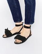 Asos Fully Two Part Bow Leather Sandals - Black Leather