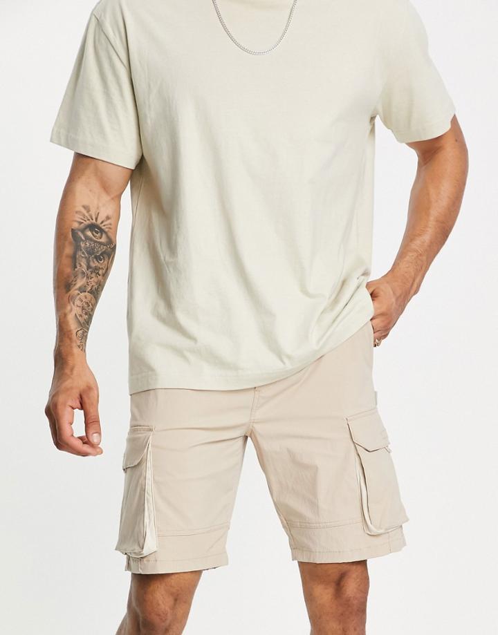 Jack & Jones Intelligence Technical Cargo Shorts In Beige-neutral