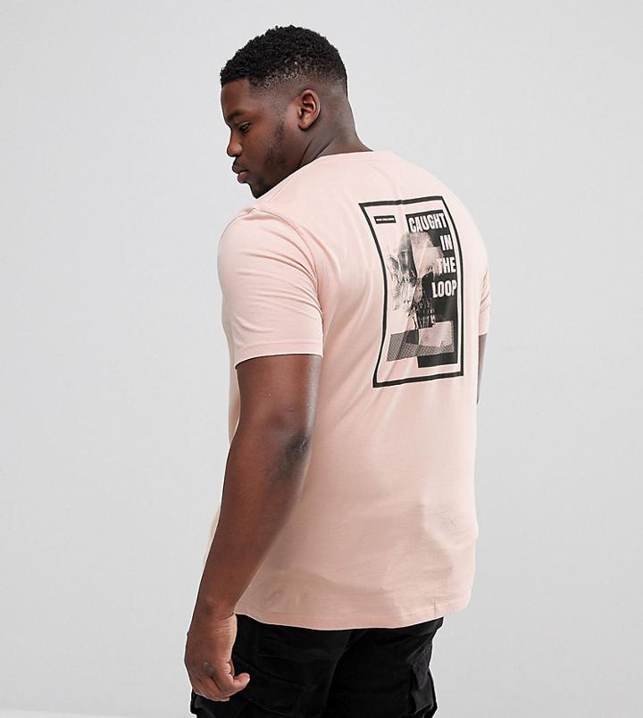 Asos Plus Relaxed T-shirt In Pink With Text Back Print - Pink