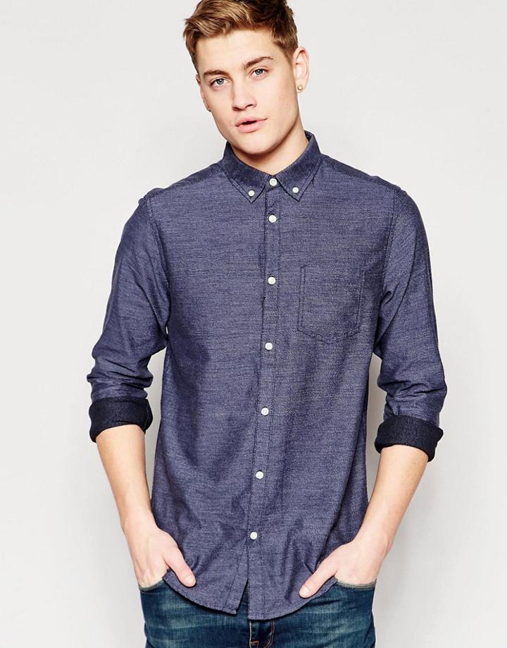 New Look Shirt In Blue With Pocket In Regular Fit - Blue
