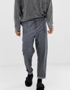 Asos Design Relaxed Chinos In Charcoal Oil Wash With Front Pockets-gray