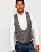 Asos Slim Vest In Tweed - Brown