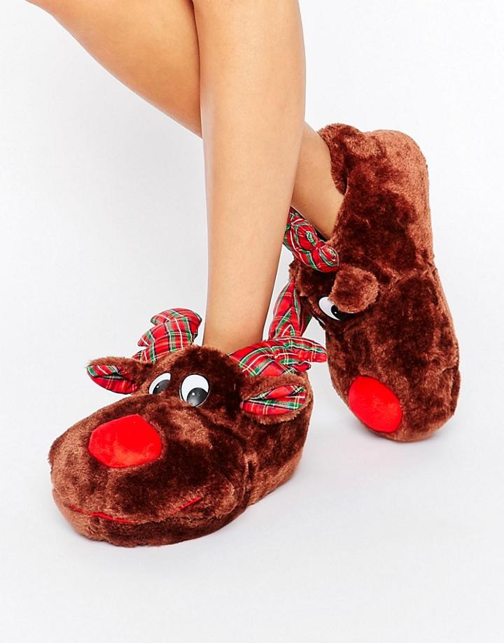 Loungeable Ruldolf Holidays Slipper - Brown