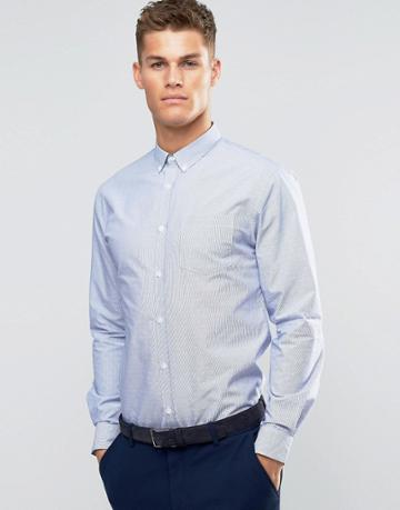 Sliver Eight White Dobby Slim Fit Shirt - Blue