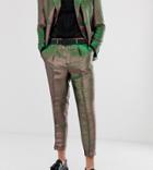 Asos Edition Tapered Suit Pants In Pink Two Tone Metallic - Pink