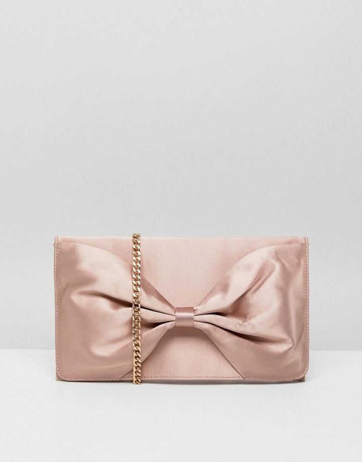 Miss Kg Soft Bow Match Clutch Bag - Beige