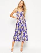 Asos Jumpsuit In Trailing Blossom Print With Cut Outs - Floral Print
