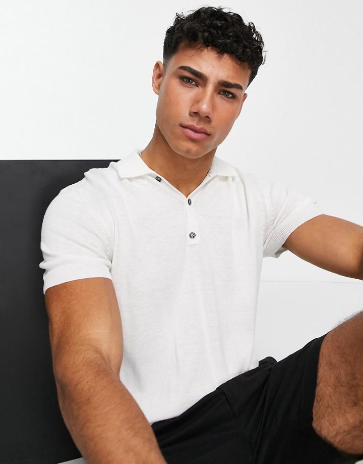 New Look Short Sleeve Polo In White