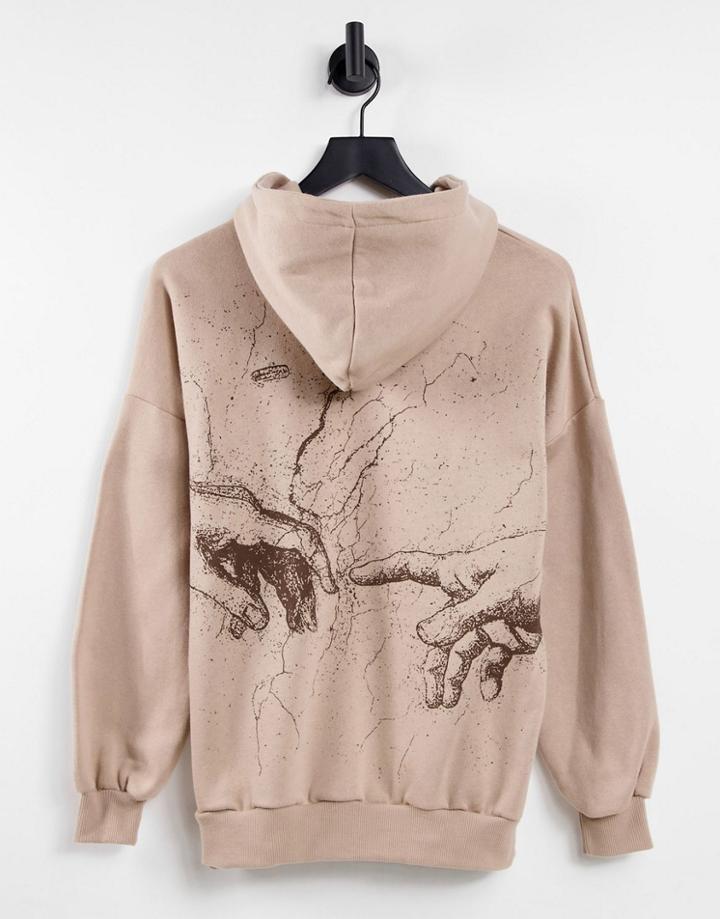 Pull & Bear X Michel Angelo Graphic Hoodie In Camel-neutral