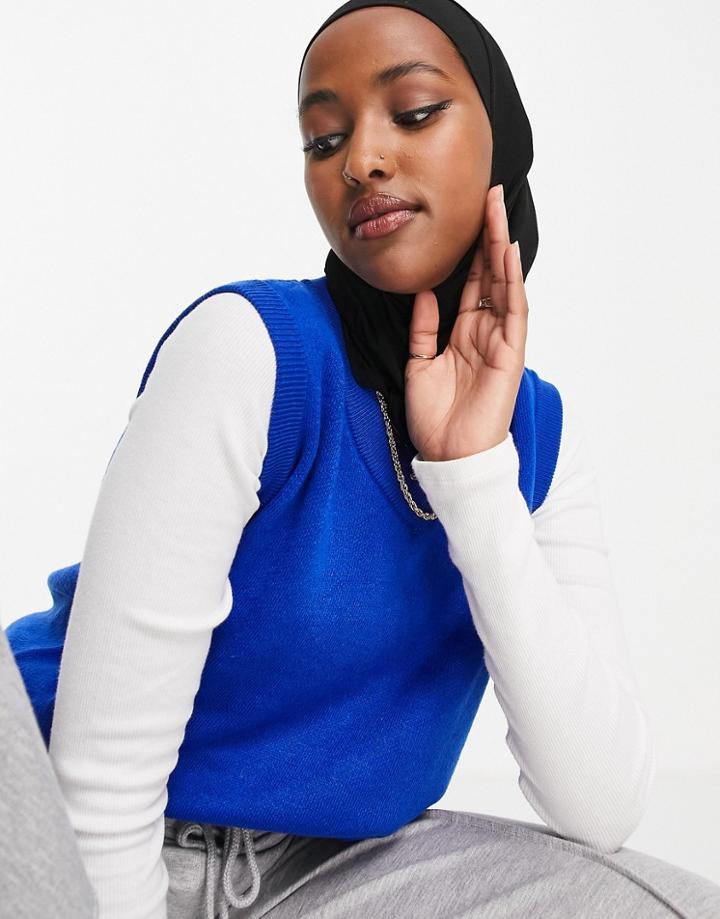 Gianni Feraud V-neck Knit Vest In Blue-blues