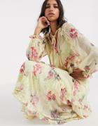 Asos Design Button Through Soft Maxi Dress In Vintage Floral Print-multi